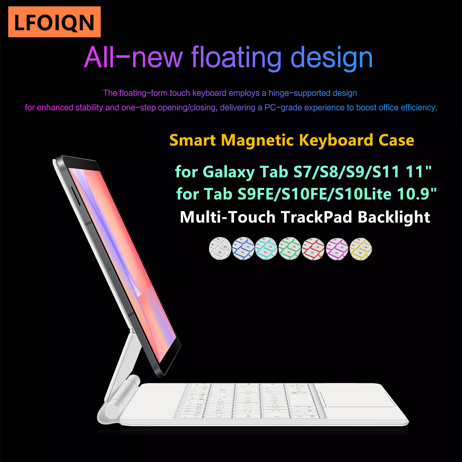 Samsung Tablet S9 Accessories - لوحة مفاتيح سحرية LFOIQN لجهاز سامسونج