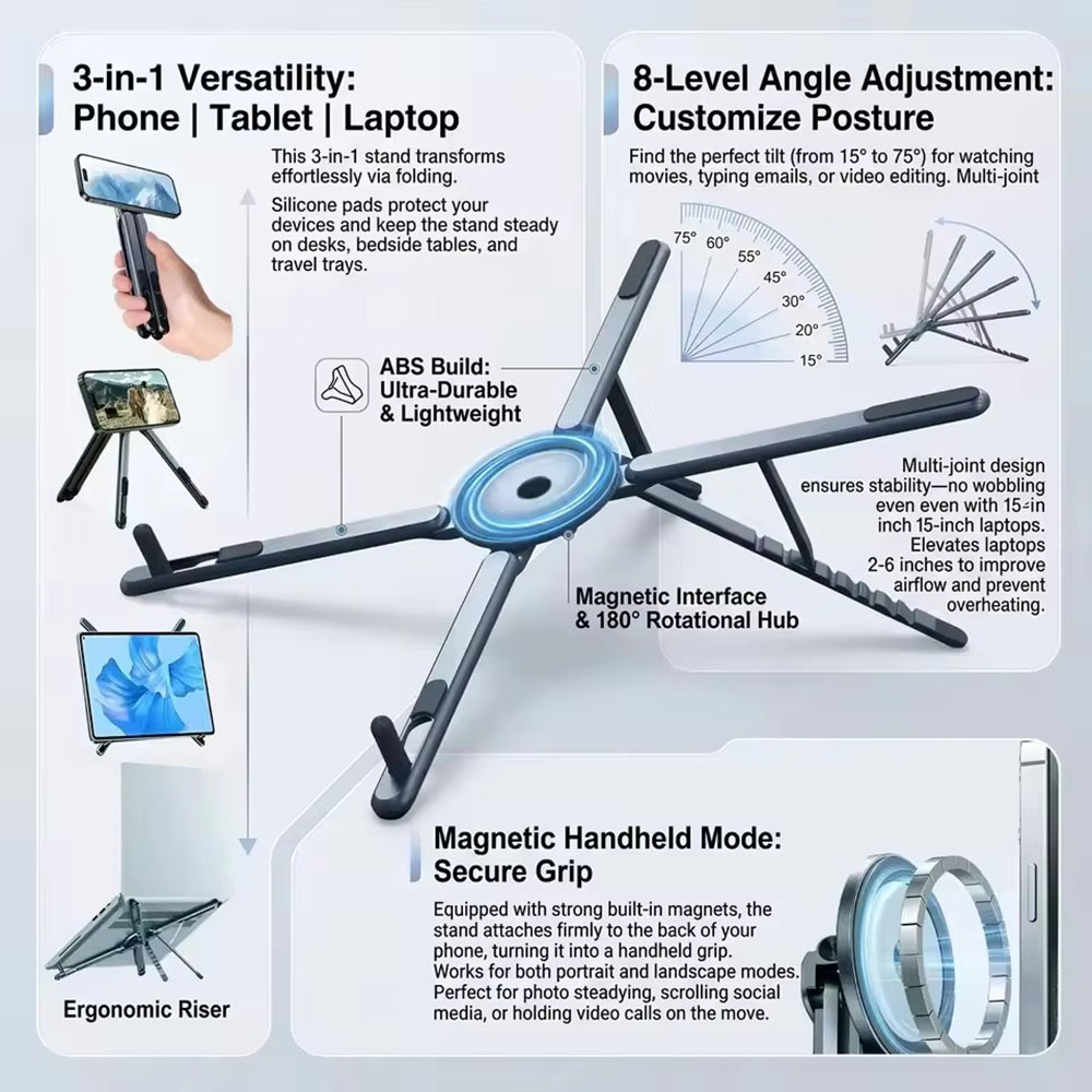 Tablet Holder Accessories - حامل هاتف مغناطيسي محمول وعصا سيلفي