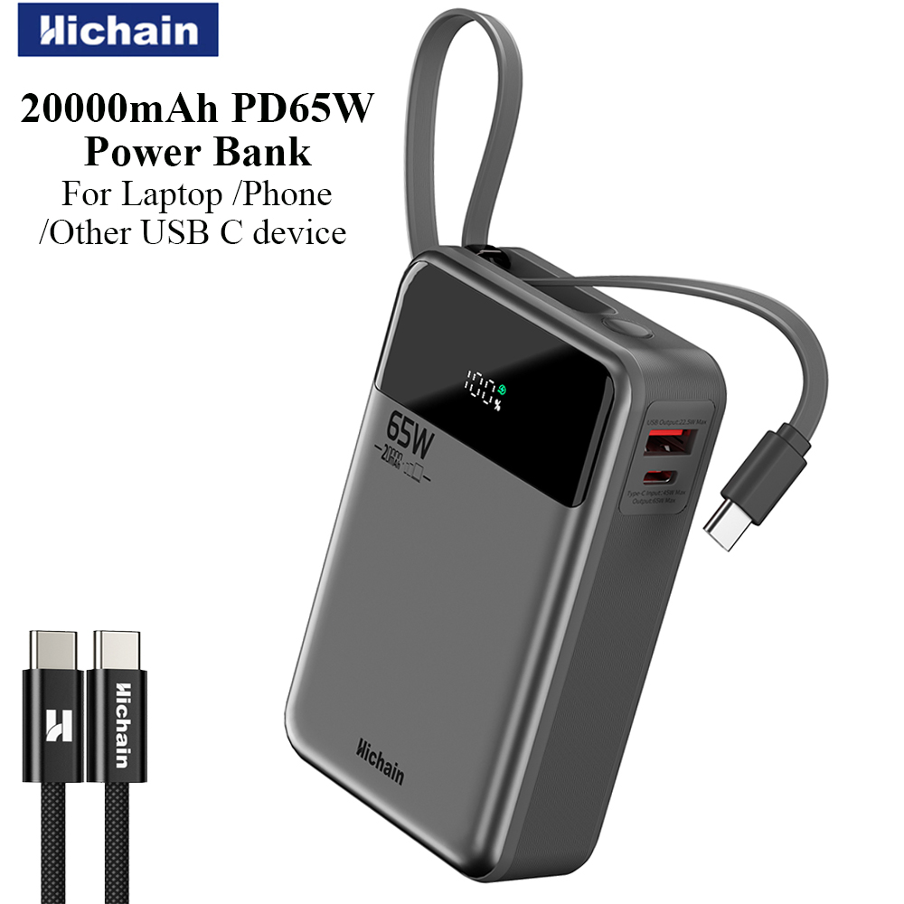 Wired Earphone Lightning - بنك طاقة Hichain PD65W بسعة 20000