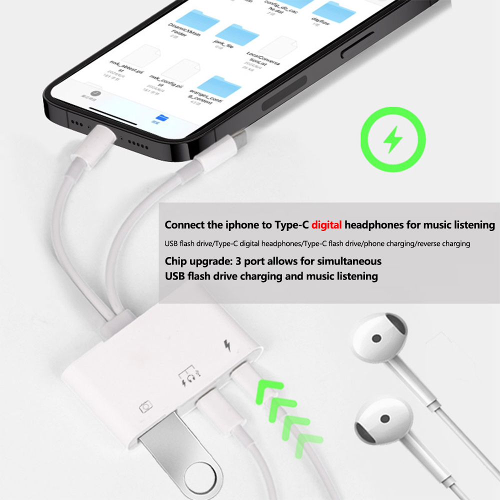 2 في 1 البرق نوع C إلى USB OTG - مراجعة Wired Earphone Lightning وسعره